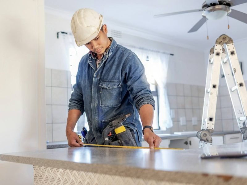 Kitchen remodeling contractor at work in the Sunnyvale